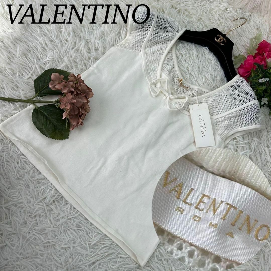 VALENTINO(ヴァレンティノ)のヴァレンティノ レディース Lサイズ 半袖 Tシャツ カットソー シースルー レディースのトップス(ニット/セーター)の商品写真