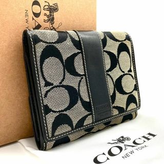 コーチ(COACH)のコーチ 折り財布 シグネチャー レザー ブラック×グレー 60319(財布)