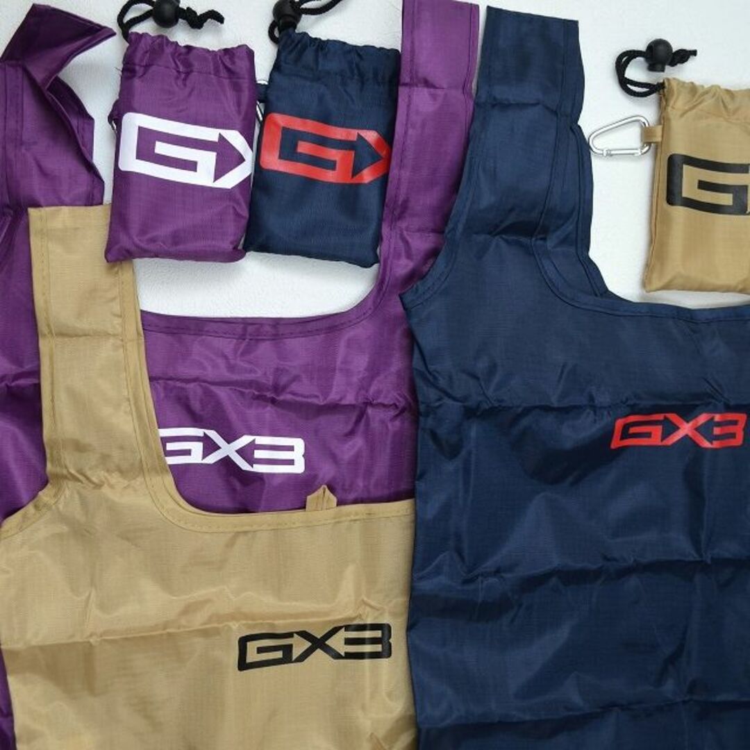 【GX3 ジーバイスリー】エコバッグ ネイビー・ベージュ・パープルのセット メンズのバッグ(エコバッグ)の商品写真