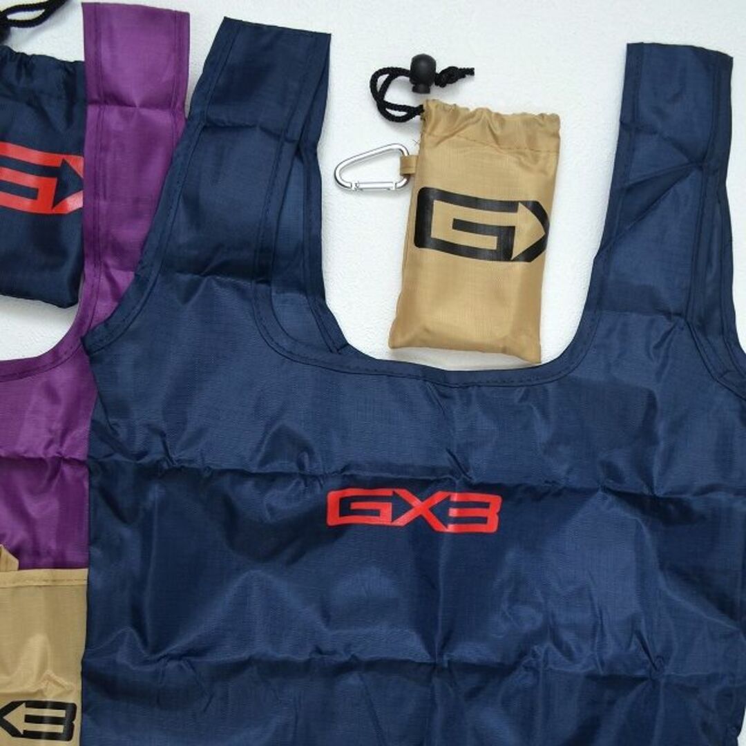 【GX3 ジーバイスリー】エコバッグ ネイビー・ベージュ・パープルのセット メンズのバッグ(エコバッグ)の商品写真