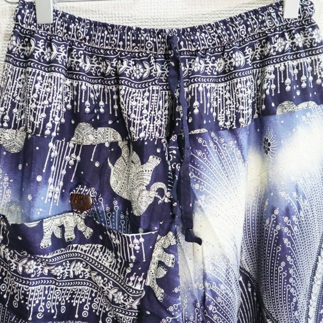 【新品】レーヨンサルエルパンツ　象柄　紺グラデーション　ユニセックス メンズのパンツ(サルエルパンツ)の商品写真