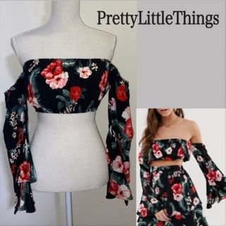 エイソス(asos)の【タグ付き新品 】PrettyLittleThings 花柄オフショルトップス(シャツ/ブラウス(長袖/七分))