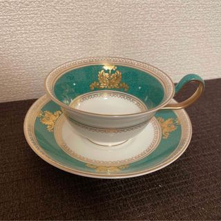 ウェッジウッド(WEDGWOOD)のウェッジウッド　コロンビア　パウダーグリーン　ピオニー　カップ&ソーサー(グラス/カップ)