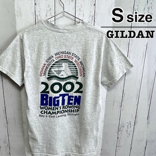 ギルタン(GILDAN)のGILDAN　00s　Tシャツ　S　ホワイトグレー　プリント　ロゴ　USA古着(Tシャツ/カットソー(半袖/袖なし))