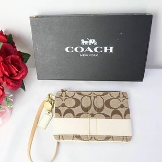 コーチ(COACH)のs749 コーチ フラットポーチ シグネチャー キャンバスレザー(その他)