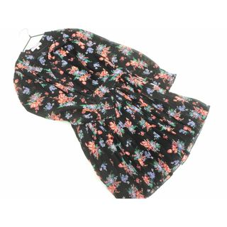 asos - ASOS エイソス PETITE シフォン 花柄 プリーツ ワンピース sizeUK8/黒 ■◇ レディース