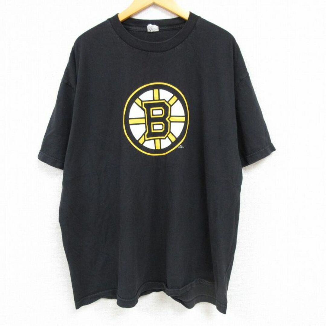 XL★古着 半袖 Tシャツ メンズ NHL ボストンブルーインズ ズデノチャラ 33 大きいサイズ コットン クルーネック 黒 ブラック アイスホッケー 23apr08 中古 メンズのトップス(Tシャツ/カットソー(半袖/袖なし))の商品写真