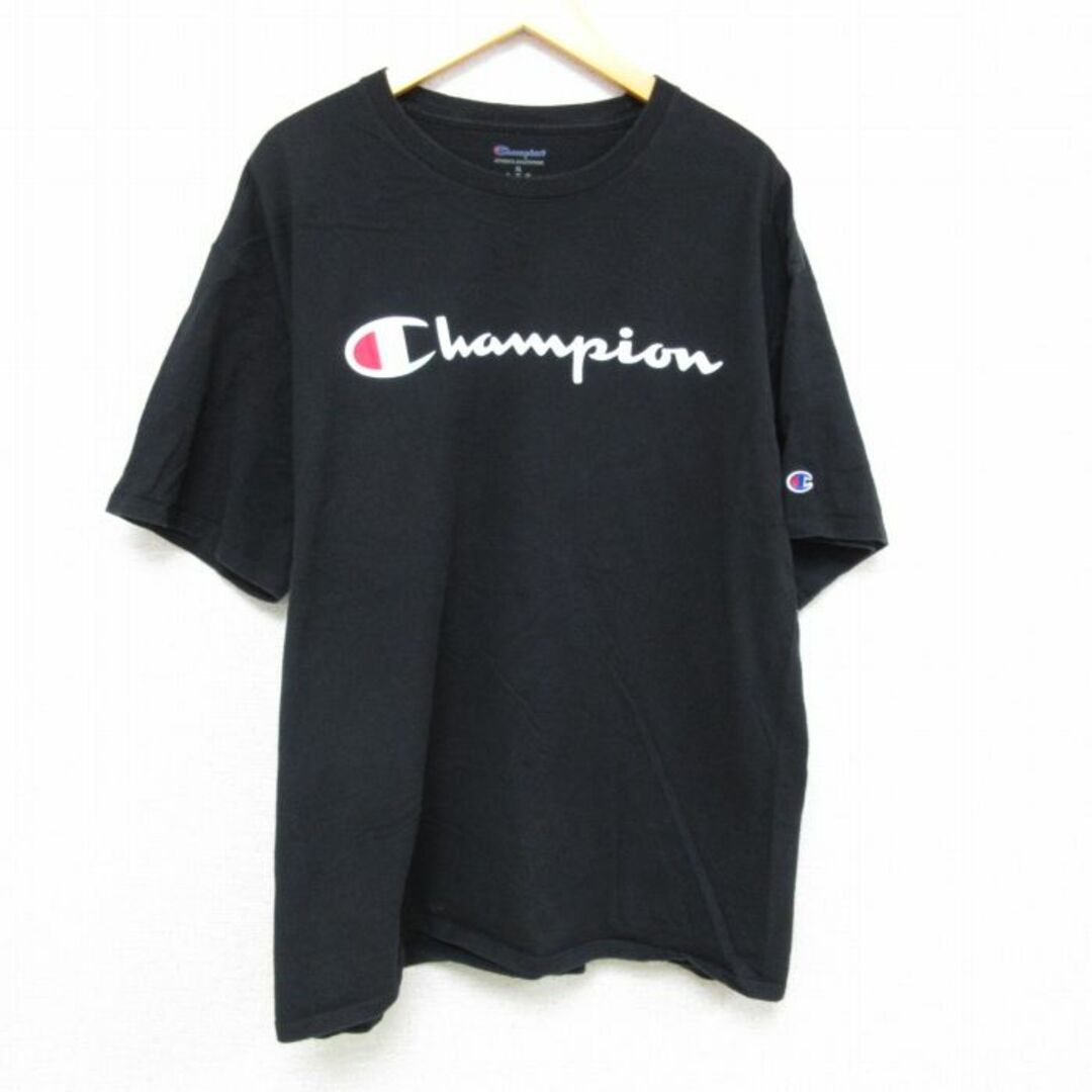 Champion(チャンピオン)のXL★古着 チャンピオン Champion 半袖 ブランド Tシャツ メンズ ビッグロゴ 大きいサイズ クルーネック 黒 ブラック 23apr01 中古 メンズのトップス(Tシャツ/カットソー(半袖/袖なし))の商品写真