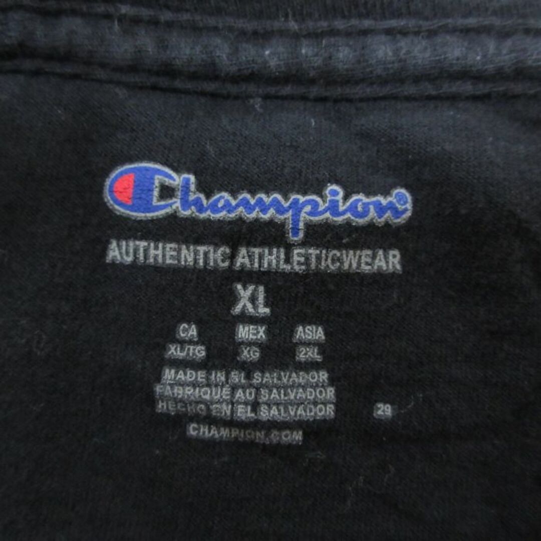 Champion(チャンピオン)のXL★古着 チャンピオン Champion 半袖 ブランド Tシャツ メンズ ビッグロゴ 大きいサイズ クルーネック 黒 ブラック 23apr01 中古 メンズのトップス(Tシャツ/カットソー(半袖/袖なし))の商品写真