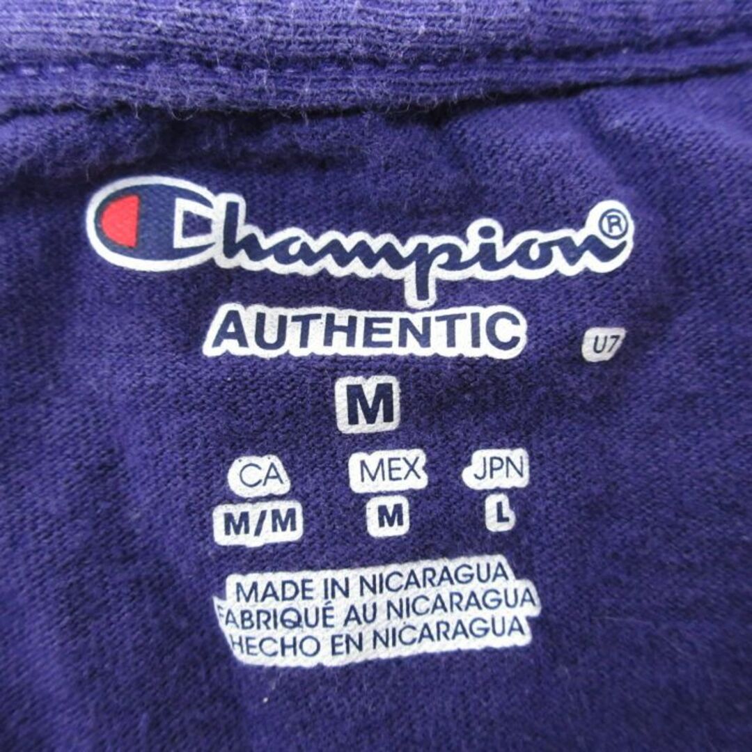 Champion(チャンピオン)のL★古着 チャンピオン Champion 半袖 ブランド Tシャツ メンズ ビッグロゴ クルーネック 紫 パープル 23apr01 中古 メンズのトップス(Tシャツ/カットソー(半袖/袖なし))の商品写真