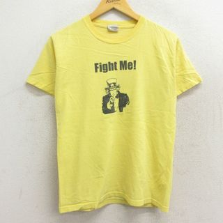 S★古着 半袖 ビンテージ Tシャツ メンズ 00年代 00s アンクルサム ファイト コットン クルーネック 黄 イエロー 23apr04 中古(Tシャツ/カットソー(半袖/袖なし))