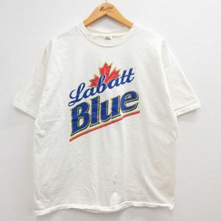 XL★古着 半袖 ビンテージ Tシャツ メンズ 00年代 00s ラバットブルー ビール ケリーパブリック コットン クルーネック 白 ホワイト 【spe】 23apr04 中古(Tシャツ/カットソー(半袖/袖なし))