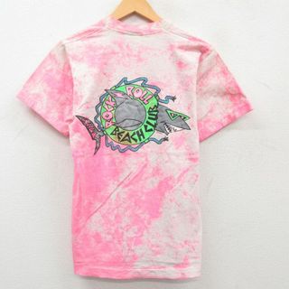 M★古着 半袖 ビンテージ Tシャツ メンズ 90年代 90s サメ コットン クルーネック USA製 ピンク他 タイダイ 【spe】 23apr06 中古(Tシャツ/カットソー(半袖/袖なし))