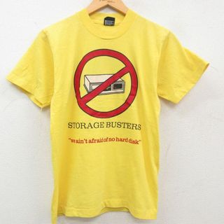 S★古着 半袖 ビンテージ Tシャツ メンズ 90年代 90s STORAGE BUSTERS OMEGA クルーネック USA製 黄 イエロー 23apr06 中古(Tシャツ/カットソー(半袖/袖なし))