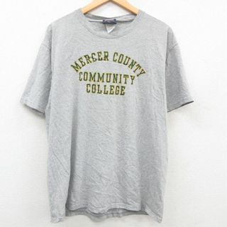 ジャンスポーツ(JANSPORT)のXL★古着 ジャンスポーツ 半袖 ビンテージ Tシャツ メンズ 00年代 00s MERCER COUNTY カレッジ クルーネック グレー 霜降り 23apr07 中古(Tシャツ/カットソー(半袖/袖なし))