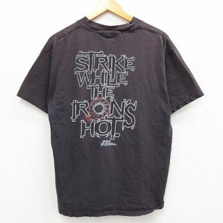 ノーフィアー(NO FEAR)のL★古着 ノーフィア 半袖 ビンテージ Tシャツ メンズ 90年代 90s STRIKE コットン クルーネック USA製 黒 ブラック 23apr07 中古(Tシャツ/カットソー(半袖/袖なし))