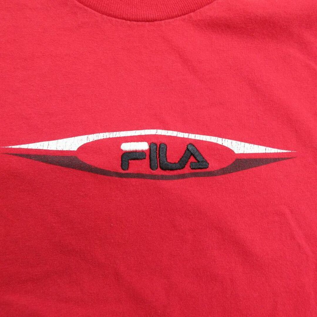 FILA(フィラ)のXL★古着 フィラ FILA 半袖 ビンテージ Tシャツ メンズ 00年代 00s ワンポイントロゴ 刺繍 クルーネック 赤 レッド 23apr07 中古 メンズのトップス(Tシャツ/カットソー(半袖/袖なし))の商品写真