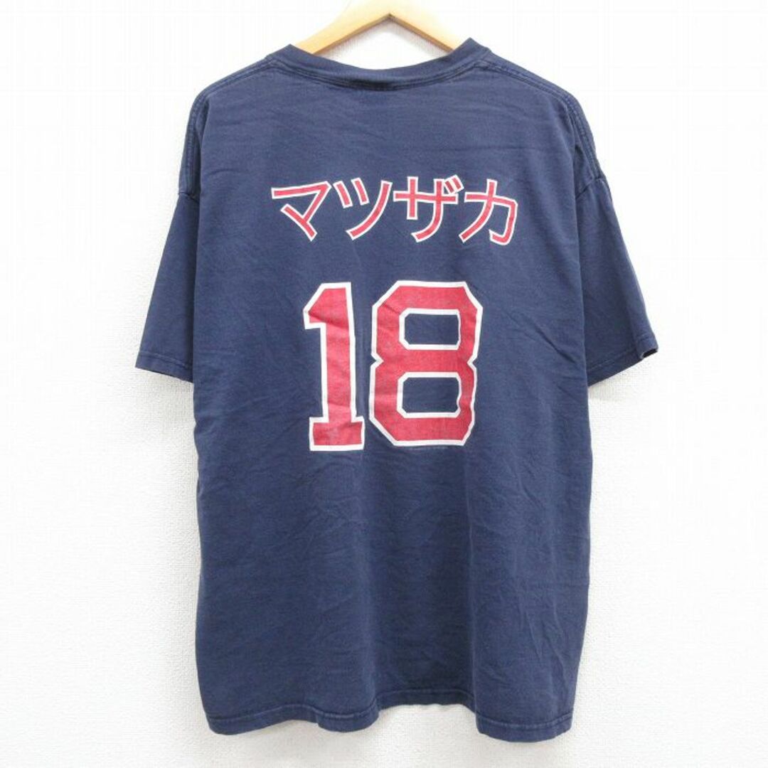 Lee(リー)のXL★古着 リー Lee 半袖 ビンテージ Tシャツ メンズ 00年代 00s MLB ボストンレッドソックス 松坂大輔 18 大きいサイズ コットン クルーネック 紺 ネイビー メジャーリーグ ベースボール 野球 【spe】 23apr08 中古 メンズのトップス(Tシャツ/カットソー(半袖/袖なし))の商品写真