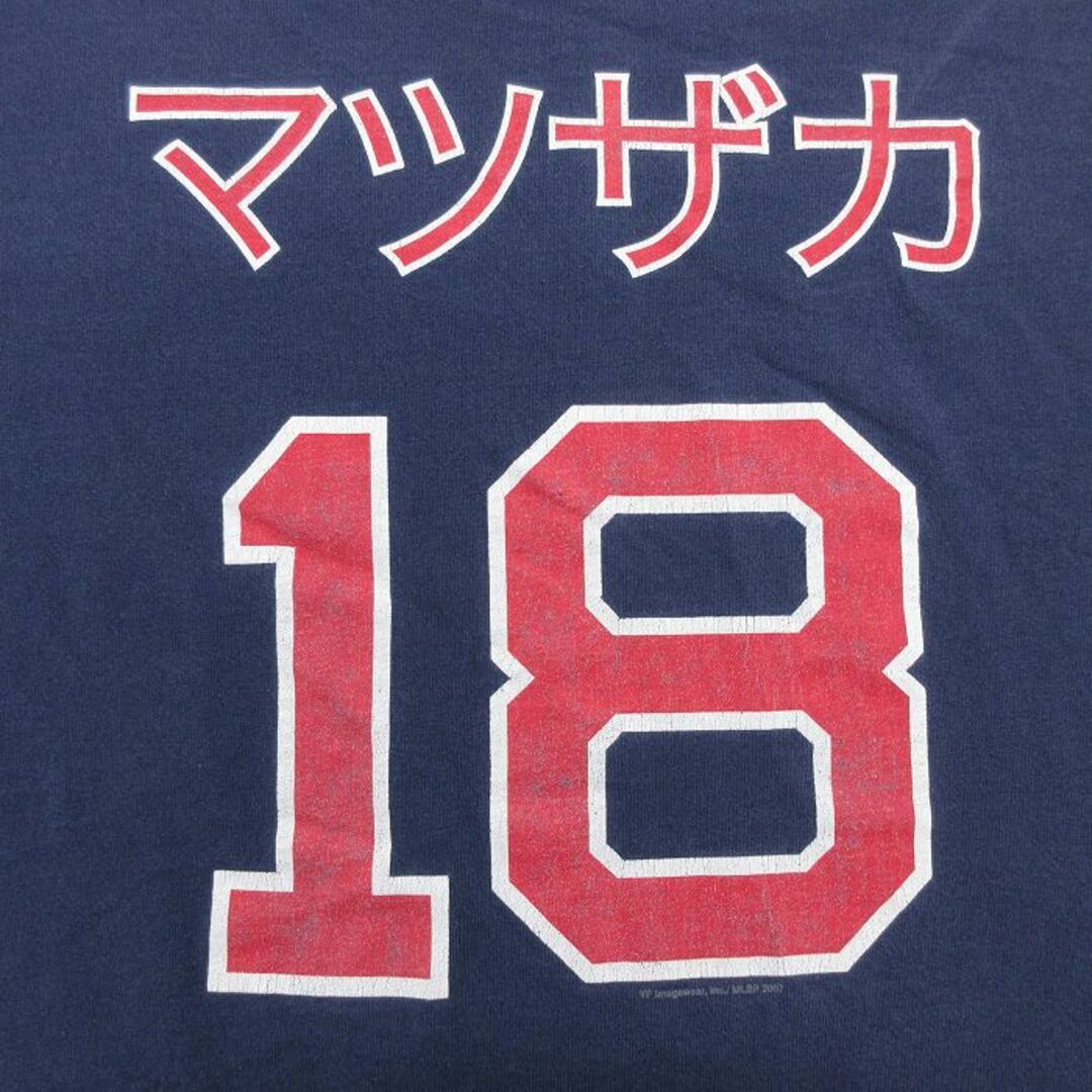 Lee(リー)のXL★古着 リー Lee 半袖 ビンテージ Tシャツ メンズ 00年代 00s MLB ボストンレッドソックス 松坂大輔 18 大きいサイズ コットン クルーネック 紺 ネイビー メジャーリーグ ベースボール 野球 【spe】 23apr08 中古 メンズのトップス(Tシャツ/カットソー(半袖/袖なし))の商品写真