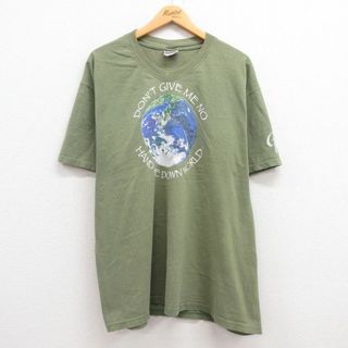 ゲス(GUESS)のXL★古着 ヘインズ Hanes 半袖 ビンテージ ロック バンド Tシャツ メンズ 00年代 00s ゲスフー サイン入り 大きいサイズ コットン クルーネック 緑 グリーン 23apr07 中古(Tシャツ/カットソー(半袖/袖なし))