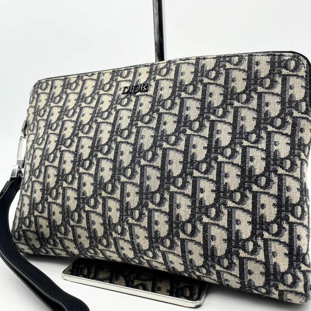 Christian Dior(クリスチャンディオール)の現行/美品✨Dior　クラッチバッグ　オブリーク　トロッター　ジャガード　レザー メンズのバッグ(セカンドバッグ/クラッチバッグ)の商品写真
