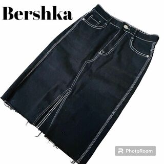 Bershka - Bershka ベルシュカ　タイトスカート　膝丈　ブラック　ダメージ加工