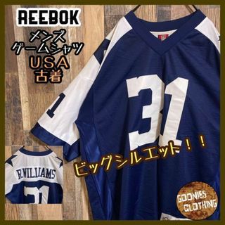 Reebok - NFL ゲームシャツ アメフト リーボック ナンバー ユニフォーム USA古着