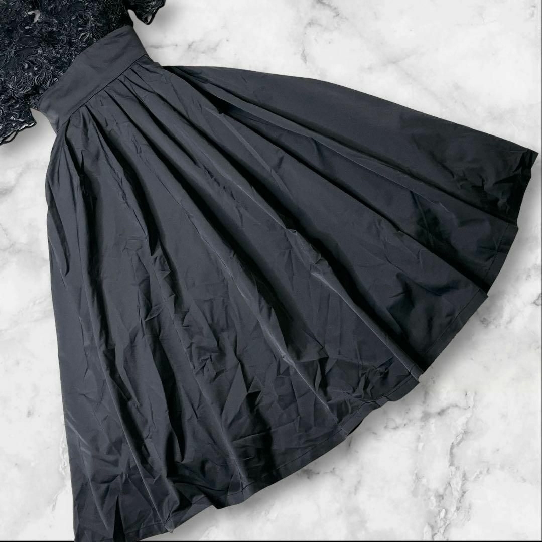 LagunaMoon(ラグナムーン)のラグナムーン LADYオーバーレースギャザードレス ワンピース ブラック S レディースのフォーマル/ドレス(ミディアムドレス)の商品写真