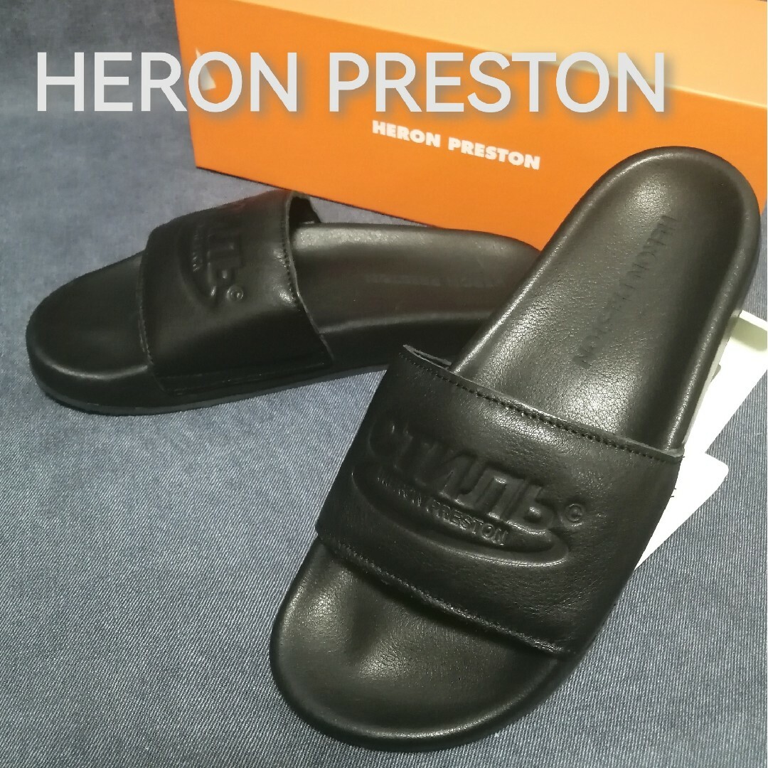 HERON PRESTON(ヘロンプレストン)の★新品・メンズ★【HERON PRESTON】エンボスレザー　サンダル　黒　41 メンズの靴/シューズ(サンダル)の商品写真