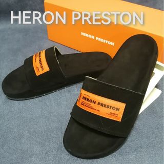 ヘロンプレストン(HERON PRESTON)の★新品・メンズ★【HERON PRESTON】オレンジタグ　スエードサンダル　黒(サンダル)