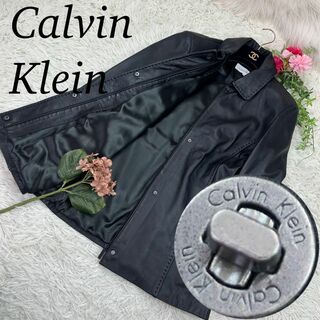 カルバンクライン(Calvin Klein)のカルバンクライン レディース Lサイズ レザージャケット ロゴプレート ステッチ(その他)