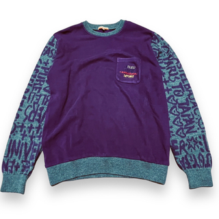 カステルバジャック スポーツ 丸首 ニットセーター 50 大きめ 紫 golf