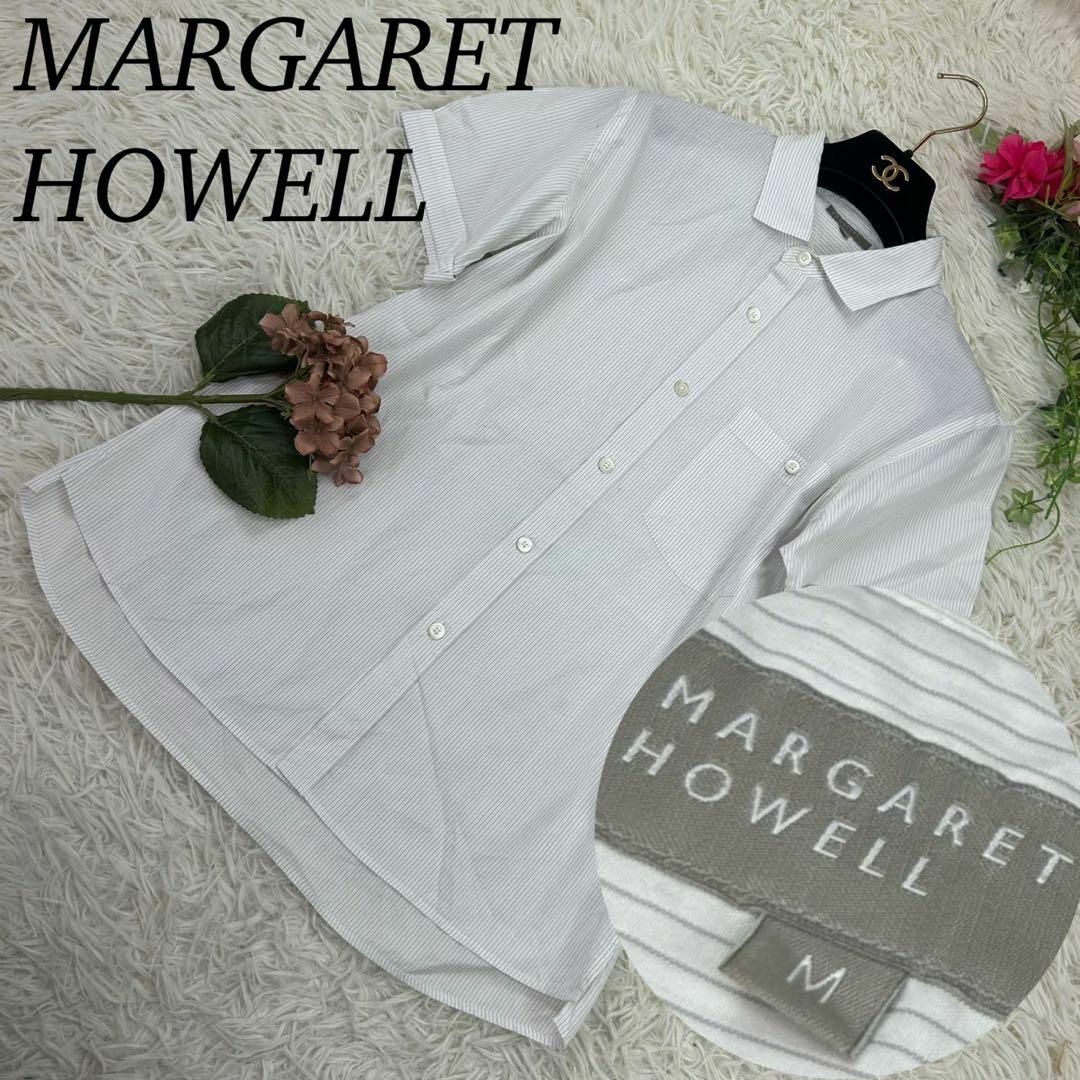 MARGARET HOWELL(マーガレットハウエル)のマーガレットハウエル レディース Mサイズ 半袖 シャツ ボタン ストライプ レディースのトップス(シャツ/ブラウス(半袖/袖なし))の商品写真