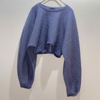 【長袖カットソー】 紫色 ショート丈 コットン カジュアル M (ZARA)