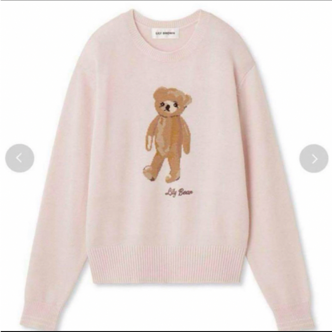 Lily Brown(リリーブラウン)のlilybrown Lily Bearニットプルオーバー ピンク くま レディースのトップス(ニット/セーター)の商品写真