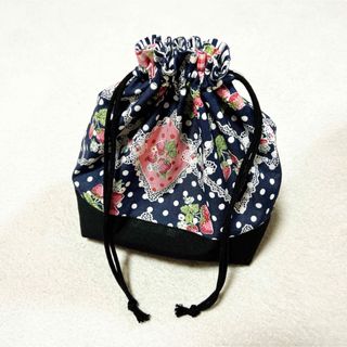 お弁当袋 コップ袋 巾着 ハンドメイド 女の子 いちご ストロベリー(外出用品)