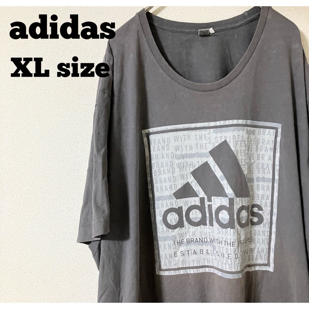 adidas(アディダス)のadidas アディダス 半袖 Tシャツ グレー  XLサイズ相当 ＵＳＡ　古着 メンズのトップス(Tシャツ/カットソー(半袖/袖なし))の商品写真