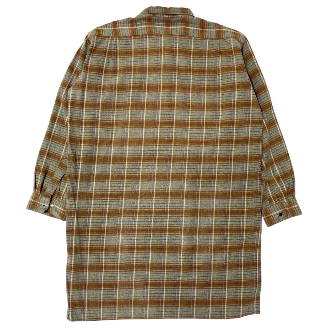 60s 70s フランス製　グランパシャツ　チェック　総柄シャツ　ロングシャツ メンズのトップス(シャツ)の商品写真