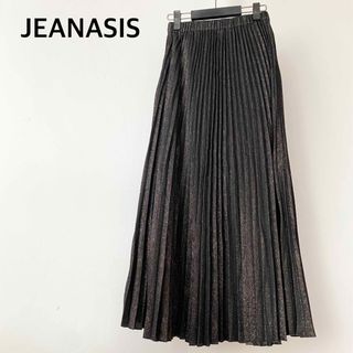 ジーナシス(JEANASIS)のジーナシス　ブラック　ゴールドラメ　プリーツ　ロングスカート　ボトムス　Fサイズ(ロングスカート)