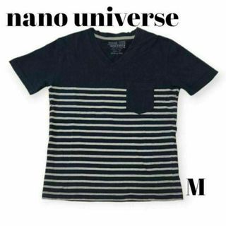 ナノユニバース(nano・universe)の【nano・universe】半袖Tシャツ　ボーダー　紺　M　メンズ　レディース(Tシャツ/カットソー(半袖/袖なし))