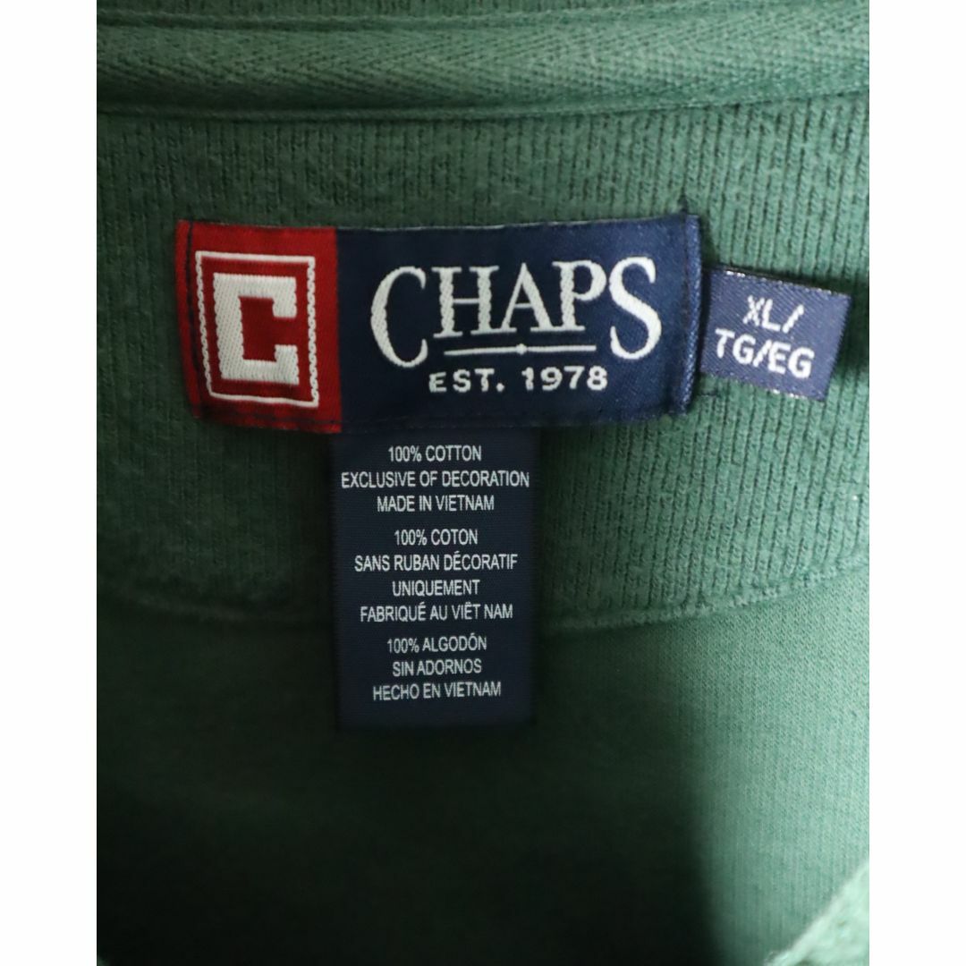 CHAPS(チャップス)のCHAPS ワンポイント 刺繍ロゴ ハーフジップ ルーズ スウェット 深緑 XL メンズのトップス(スウェット)の商品写真