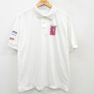 ヘインズ(Hanes)のXL★古着 ヘインズ Hanes 半袖 ポロ シャツ メンズ 90年代 90s ゴルフ 白 ホワイト 23apr18 中古 トップス(ポロシャツ)