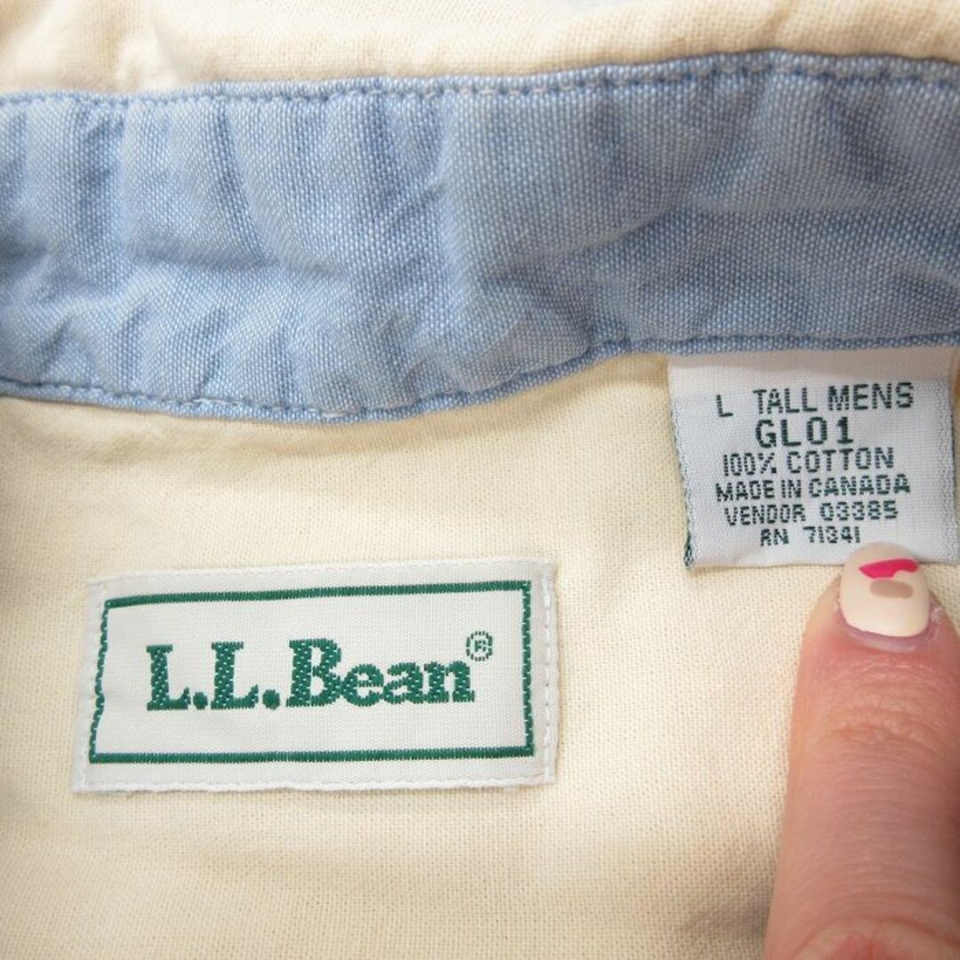 L.L.Bean(エルエルビーン)のXL★古着 エルエルビーン LLBEAN 半袖 シャツ メンズ 90年代 90s コットン ボタンダウン カナダ製 薄黄 イエロー 23apr18 中古 トップス メンズのトップス(シャツ)の商品写真