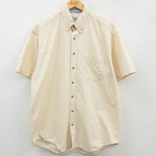 エルエルビーン(L.L.Bean)のXL★古着 エルエルビーン LLBEAN 半袖 シャツ メンズ 90年代 90s コットン ボタンダウン カナダ製 薄黄 イエロー 23apr18 中古 トップス(シャツ)