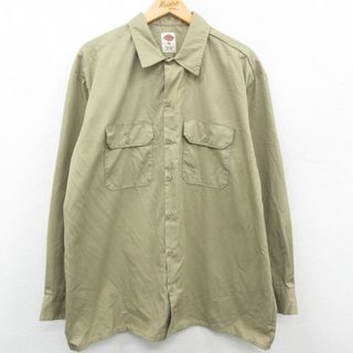 ディッキーズ(Dickies)のXL★古着 ディッキーズ Dickies 長袖 ワーク シャツ メンズ 大きいサイズ ベージュ系 カーキ 23apr12 中古 トップス(シャツ)