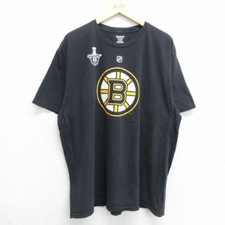 リーボック(Reebok)のXL★古着 リーボック REEBOK 半袖 ブランド Tシャツ メンズ NHL ボストンブルーインズ ズデノチャラ 33 大きいサイズ コットン クルーネック 黒 ブラック アイスホッケー 23apr20 中古(Tシャツ/カットソー(半袖/袖なし))