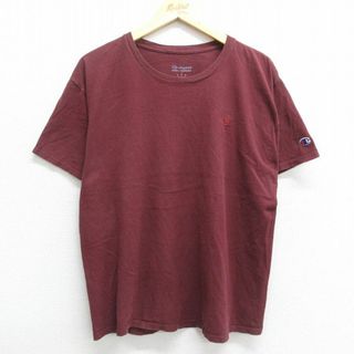 チャンピオン(Champion)のL★古着 チャンピオン champion 半袖 ブランド Tシャツ メンズ ワンポイントロゴ コットン クルーネック エンジ 23apr20 中古(Tシャツ/カットソー(半袖/袖なし))