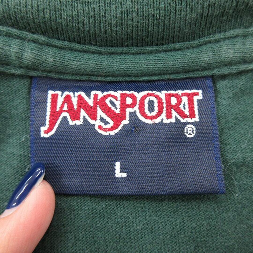 JANSPORT(ジャンスポーツ)のL★古着 ジャンスポーツ 半袖 ビンテージ Tシャツ メンズ 00年代 00s ルモインカレッジ クルーネック 濃緑 グリーン 23apr13 中古 メンズのトップス(Tシャツ/カットソー(半袖/袖なし))の商品写真