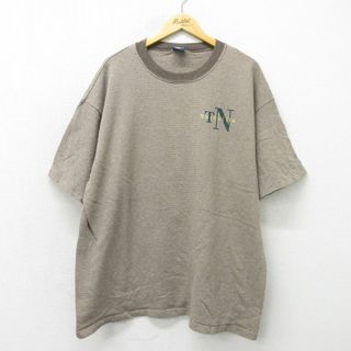 XL★古着 半袖 ビンテージ Tシャツ メンズ 90年代 90s ナッシュビル 大きいサイズ ロング丈 コットン クルーネック USA製 濃茶 ブラウン 【spe】 23apr13 中古(Tシャツ/カットソー(半袖/袖なし))