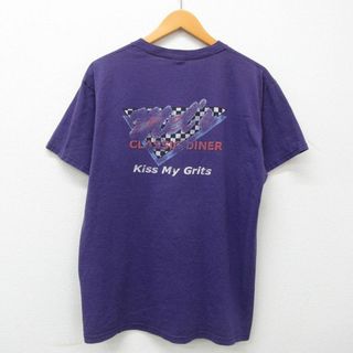 XL★古着 半袖 ビンテージ Tシャツ メンズ 00年代 00s Mels ピジョンフォージ クルーネック 紫 パープル 23apr11 中古(Tシャツ/カットソー(半袖/袖なし))